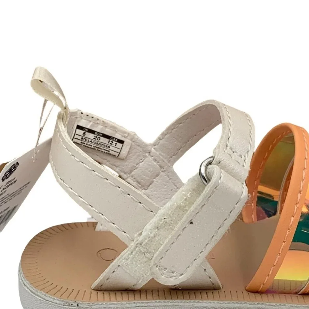 OshKosh Stella Baby-Infant Girls Fashion Sandals Size 5 Gold-White-Pink‎